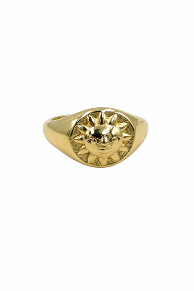 Jack Ferrero Stylish and Durable Steel Ring with Yellow Color Sun Motif