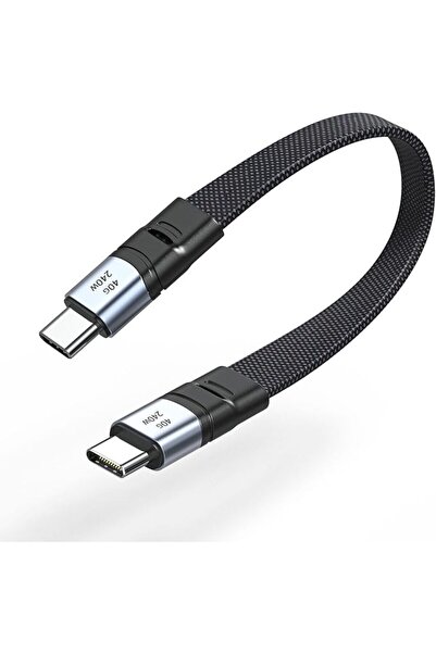Khazna Short USB-C Cable, Flat 20cm/8in Design with 240W PD Fast Charging, 40...