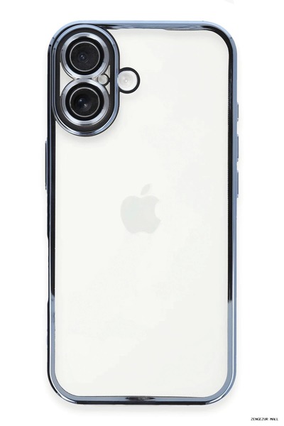New Face Zngzrmll iPhone 16 Plus Case with Lens Silicone - (180907) Blue
