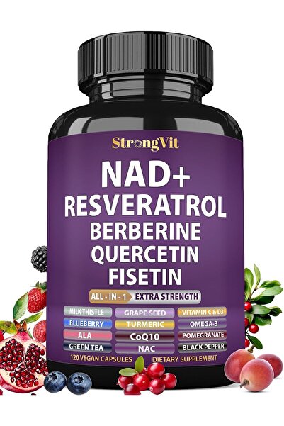 Strong Strongvit Nad+ Resveratrol Berberine Quercetin Fisetin 120 Kapsül Usa ...