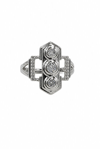 Jack Ferrero Art Deco Style Three Stone Geometric Design Women Ring