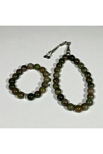 İlkbenaldim Natural Stone Prayer Beads & Bracelet Set - Aventurine Stone