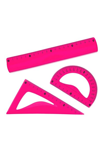 OEM Set instrumente geometrie pentru școală, 3 bucăți/piese, 20cm – riglă, fl...