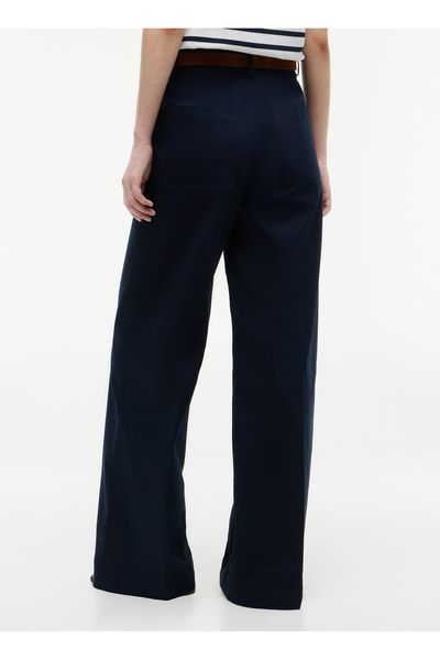 Tommy Hilfiger Lacivert Kadın Bol Paça Pantolon WW0WW50135C1G