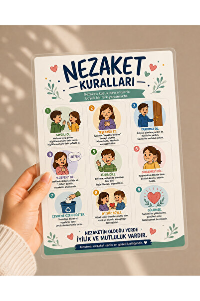 AlohamoraShop Nezaket Kuralları Eğitici Poster 21X30cm| Çocuklar İçin Görgü K...