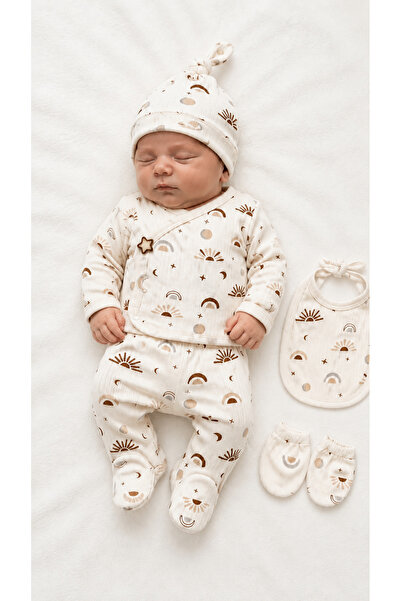 Oz Baby Newborn Unisex Baby 5-Piece Patterned Bodysuit Hospital Discharge Set