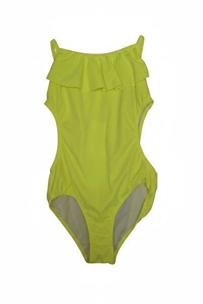 TooHot Girl's Yellow Ruffled Swimsuit with Side Cutout Detail