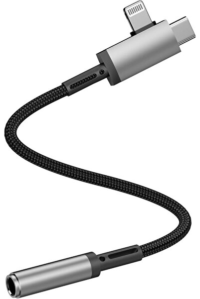 GENERAL محول صوت هاي فاي 2 في 1 معتمد من ابل بمنفذ لايتنينج وUSB C الى 3.5 مل...