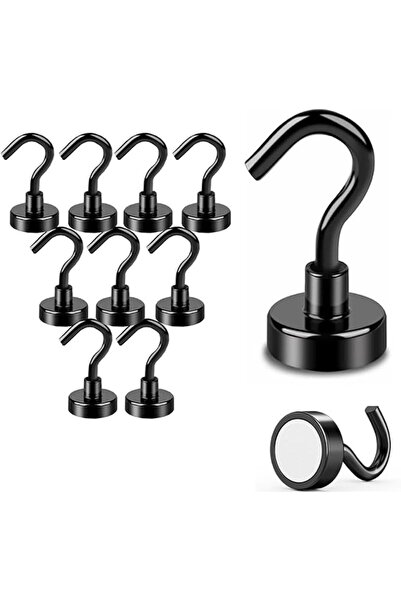 GENERAL 10PCS Magnetic Hooks 12kg Powerful Magnets with Fridge Hooks, No Punc...