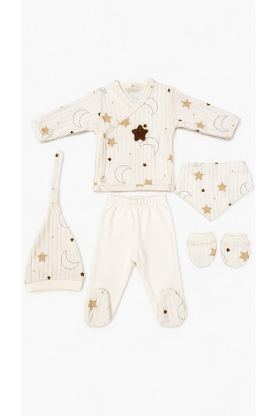 Oz Baby Newborn Unisex Baby 5-Piece Patterned Bodysuit Hospital Discharge Set