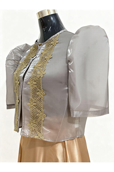 Generic Brand Elegant Filipiniana Bolero - Puff Sleeve - Vest - Grey Blue