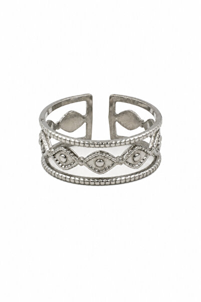 Jack Ferrero Modern Design Adjustable Patterned Steel Ring for Women