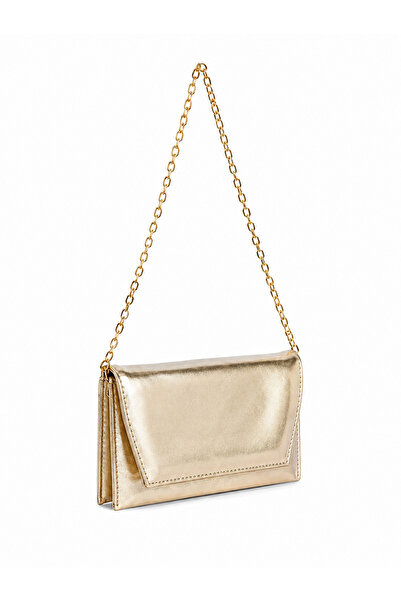 Senza Vedere Rosso Zarf Model Chain Strap Hand and Shoulder Bag Gold