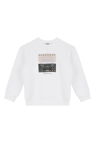 JEEP Ekru Erkek Çocuk Baskılı Sweatshirt J6WB-SWT7728