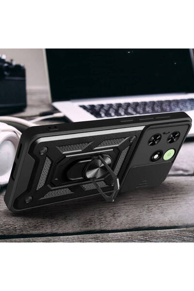 Generic Brand Tecno Spark Go 2024 Case Sliding Camera Protector Magnetic Stand Tank Protection Atlas