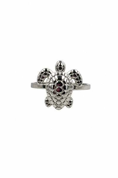 Jack Ferrero Adjustable Ring with Steel Turtle Figure - Stylish Design with M...