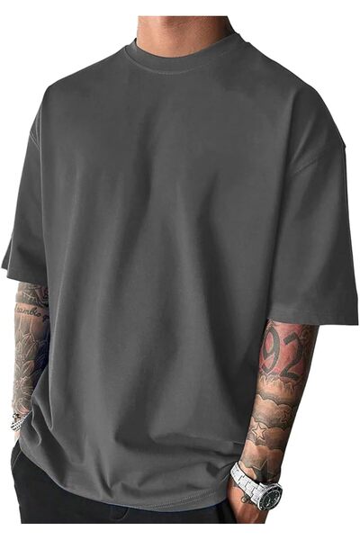 GENERAL Trendy Oversized Workout T-Shirt Short Sleeve Slim Crew Neck Lightwei...