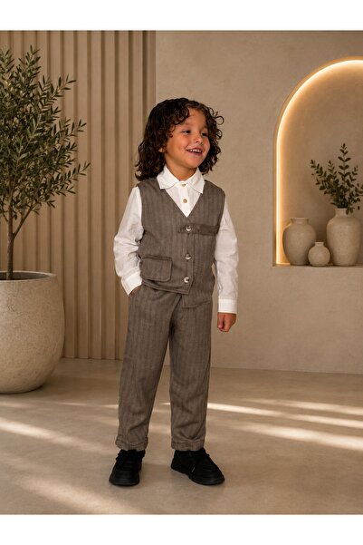 favorimkids Favormkids Mink Pocket Detailed Vest Boys' 3-Piece Set – Shirt, V...