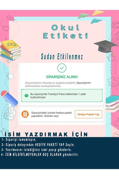 aiki Köpek Desenli Kesimli, İsim Yazılabilen Okul Etiketi Kalem Defter Isim Yazılabilen etiket, 280 adet