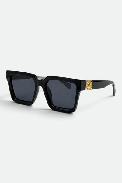 NO BRAND Ochelari de Soare Unisex Pătrați Negri, Lentile Închise, Protecție UVA/UVB