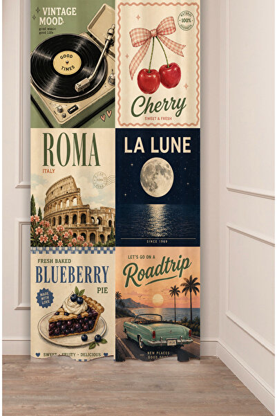 GREENDECOR Good Times & Roadtrip Retro & La Lune (Moonlight) & Rome Collage T...