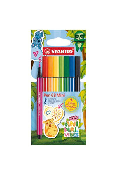 Stabilo Carioca Pen 68 Mini Animal Vibes, 1 mm, 8 culori /set