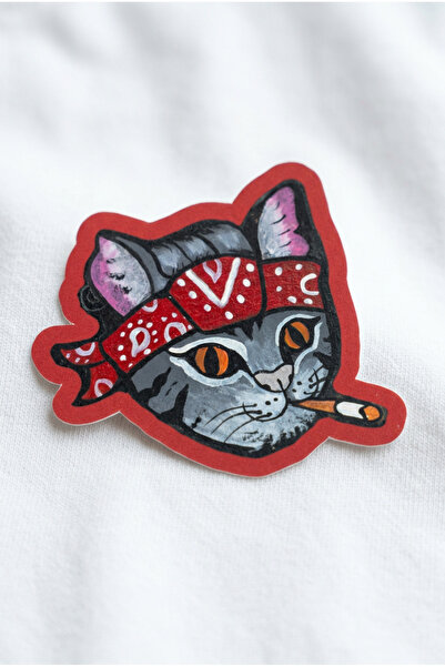 Plumie Bandanalı Kedi Laminasyonlu Sticker – Dekoratif Laptop, Defter, Ajanda...