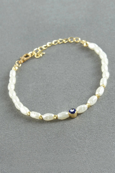 Şeker Portakalım Evil Eye Pearl Bracelet