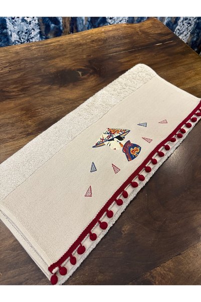 Dekor köşesi 100% Cotton Far East Aesthetic Figure Embroidered Luxury Hand and Face Towel Stylish Licensed Design Towel