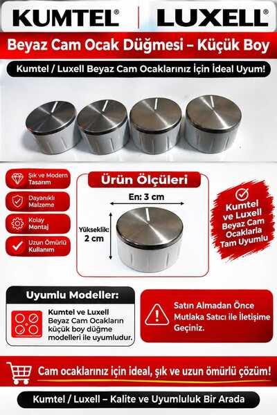Luxell Kumtel Cam Ocak Düğmesi 4 Adet