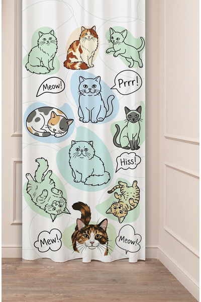 GREENDECOR Cute Cats and Paws Design Collage Patterned Cute Cats Collage Digi...