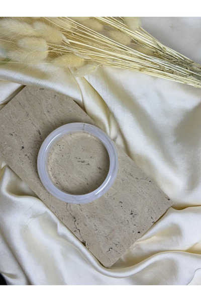 gns jewellery Şeffaf-Beyaz Renk Orta Kalın Kemik Bilezik