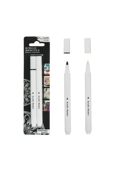 OEM Set markere acrilice pentru desen și decor, 2 bucăți, negru – acrilice, p...