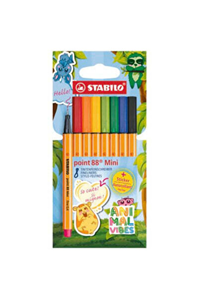 Stabilo Fineliner Point 88 Mini Animal Vibes, 0.4 mm, 8 culori / set