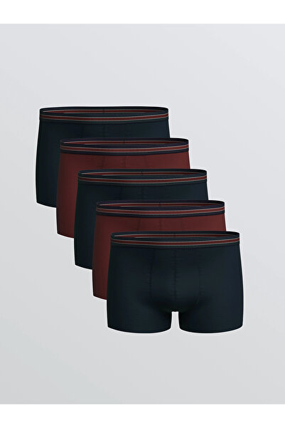 LC Waikiki Claret Red Standard Molded Cotton Flexible Men's Boxers Set of 5