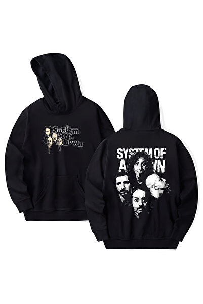 STİL-X Суитшърт с качулка System of A Down от щампован памук, с дълъг ръкав и...