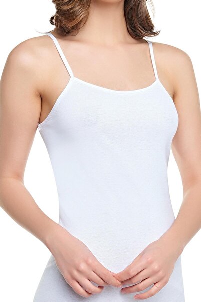 Zulu Ticaret Pack of 4 Seher Women's Undershirt with Ribbed Rope Straps