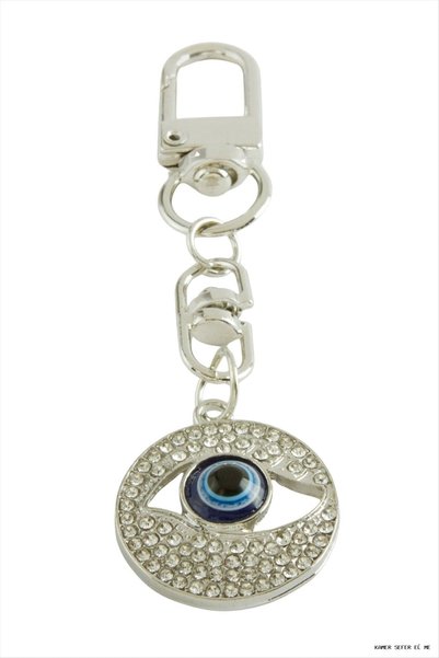 ZERO LAND Shopgpt Evil Eye Stone Keychain (172328) Silver Color