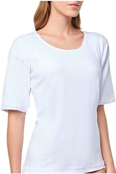Zulu Ticaret Women's White Half Sleeve Cotton Combed Cotton Camisole Undershi...