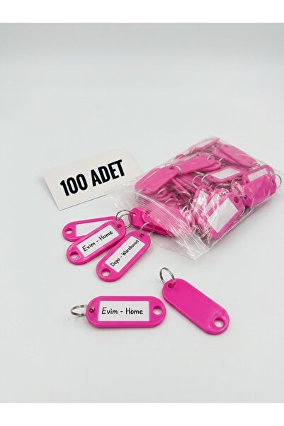 Plastik Anahtarlık Pembe Renk Kimlik, Pvc (100) Adet