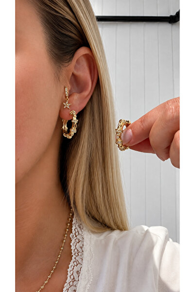 GLARE JEWELRY CO Ring Model Zircon Stone Stainless Steel Earrings