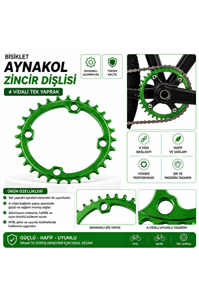 Kasel Bisiklet Aynakol Zincir Dişlisi – 4 Vidalı Tek Yaprak MTB 32T