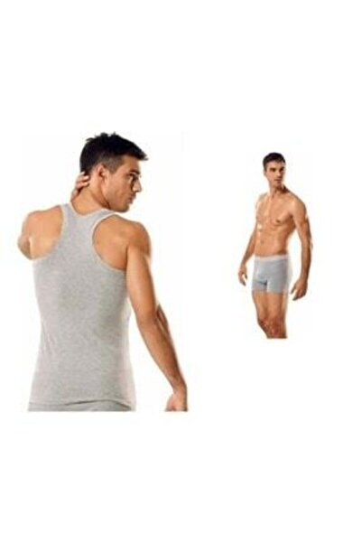 Zulu Ticaret Tutku-Men's Gray 6-Pack Cotton Ribbed Sports Undershirts & Men's...