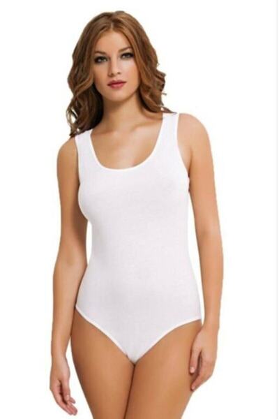 Zulu Ticaret Women's White Athlete Undershirt with Snap Fasteners
