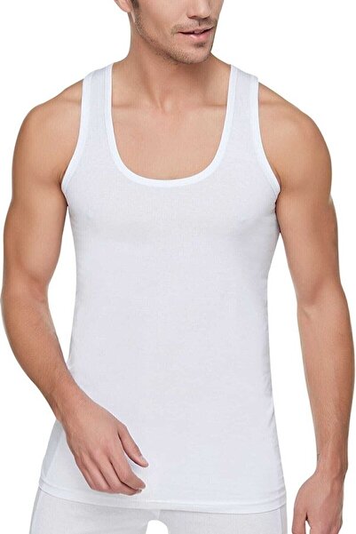 Zulu Ticaret Tutku-Erkek Men's Combed Cotton Undershirts, 6 Pieces, White Col...