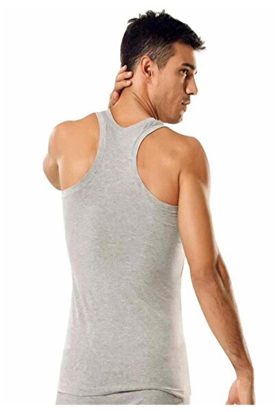 Zulu Ticaret Tutku-Men's Gray 6-Pack Cotton Ribbed Sportsman Rambo Undershirts