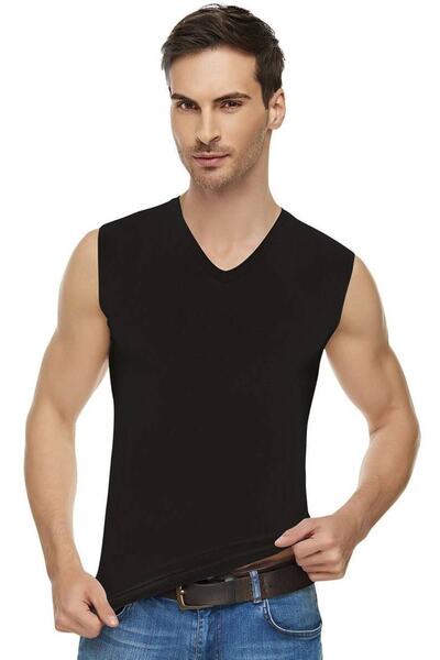 Zulu Ticaret Elit Men's Elastane V-Neck Zero Sleeve 1 Piece