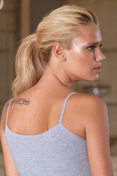 Zulu Ticaret Women's Gray Rope Strap Lycra Single Jersey Athlete MB214