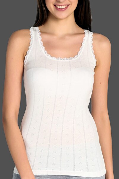 Zulu Ticaret Women's Ecru 6-Pack Jacquard Cotton Lace Undershirt