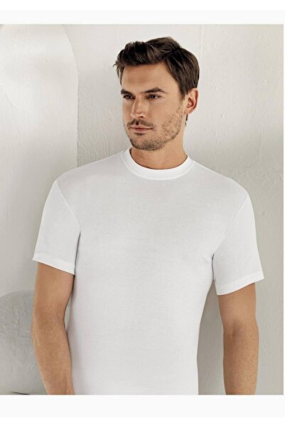 Zulu Ticaret White Short Sleeve Collared Ribbed Men's Undershirt New Season (...